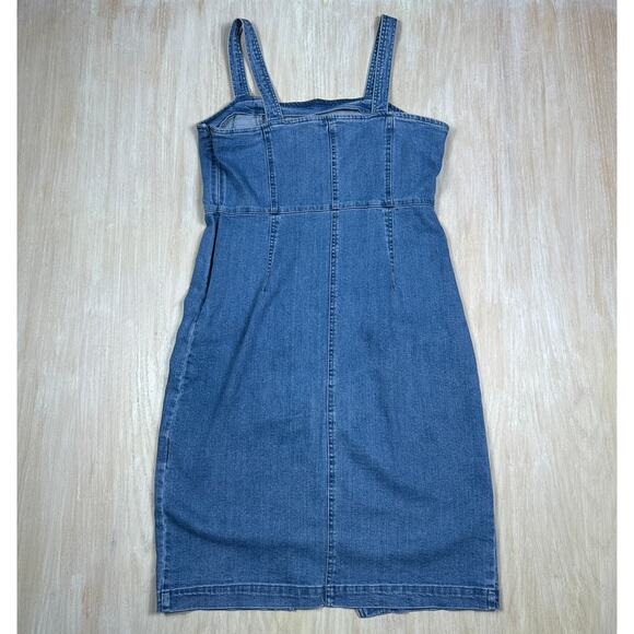 Vero Moda Blue Denim Button Front Sleeveless Bodycon Summer Midi Dress Large - Picture 10 of 12